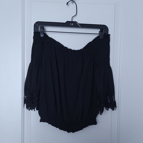 Revamped Off Shoulder Ruffled Cropped Bell Sleeve Blouse Size Med - Picture 4 of 10